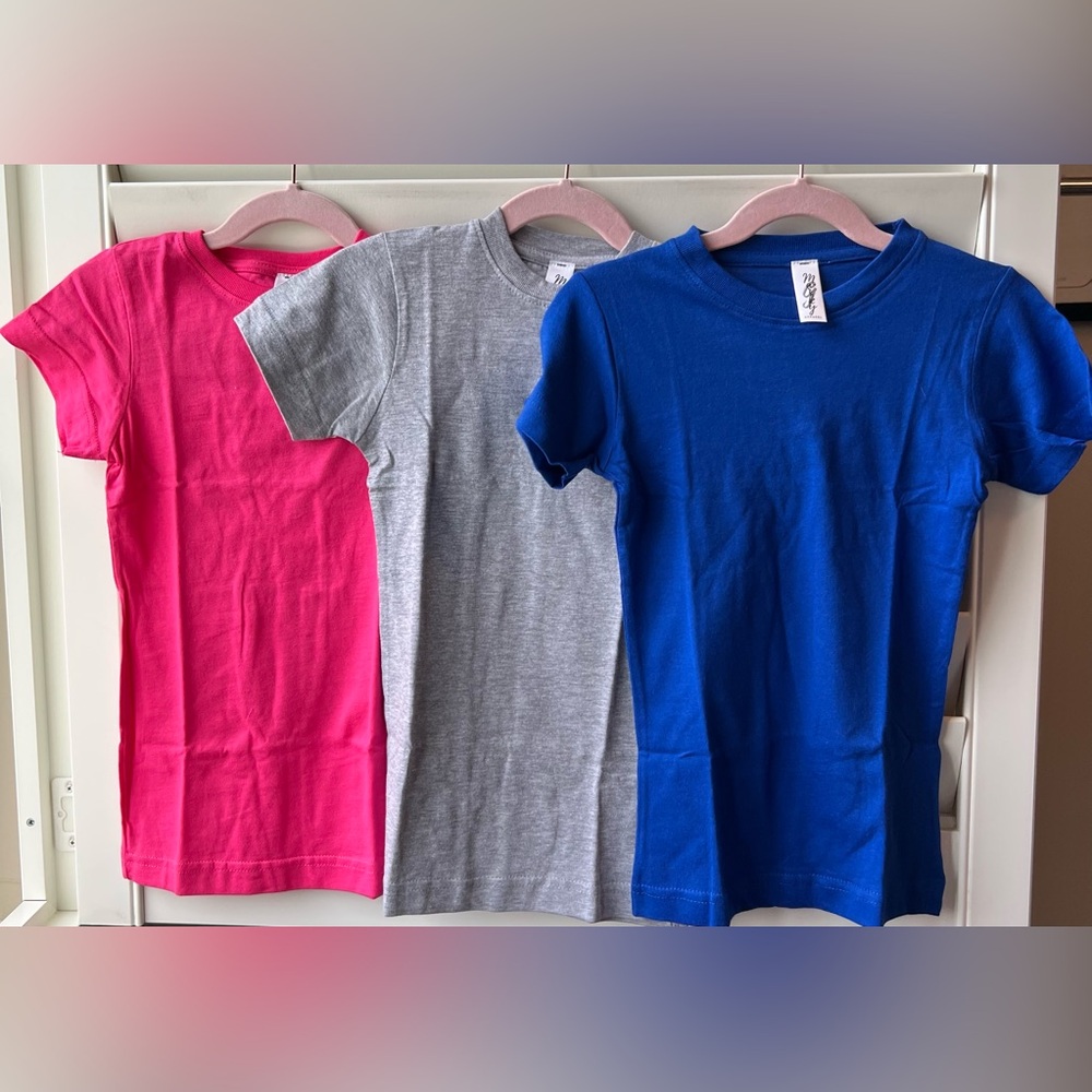 Marky - Girls NEW In Bag  XS SS Tees - Hot Pink, Heather Gray & Royal Blue